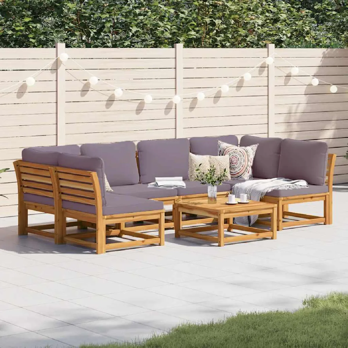 VIDAXL Salon de jardin 7 pcs Bois Massif d'Acacia - vue 3
