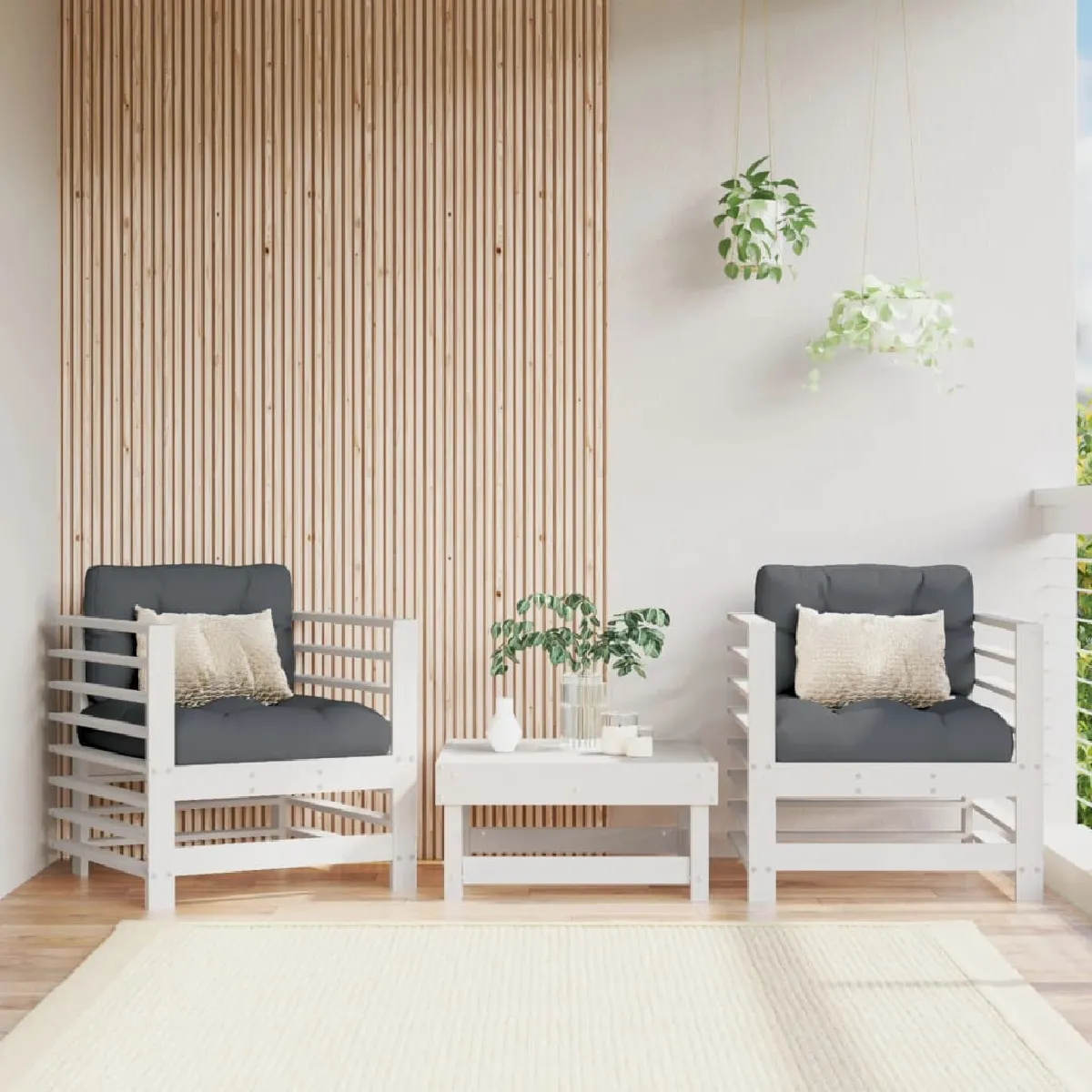 vidaXL Chaises de jardin - Lot de 2 Bois Pin Blanc