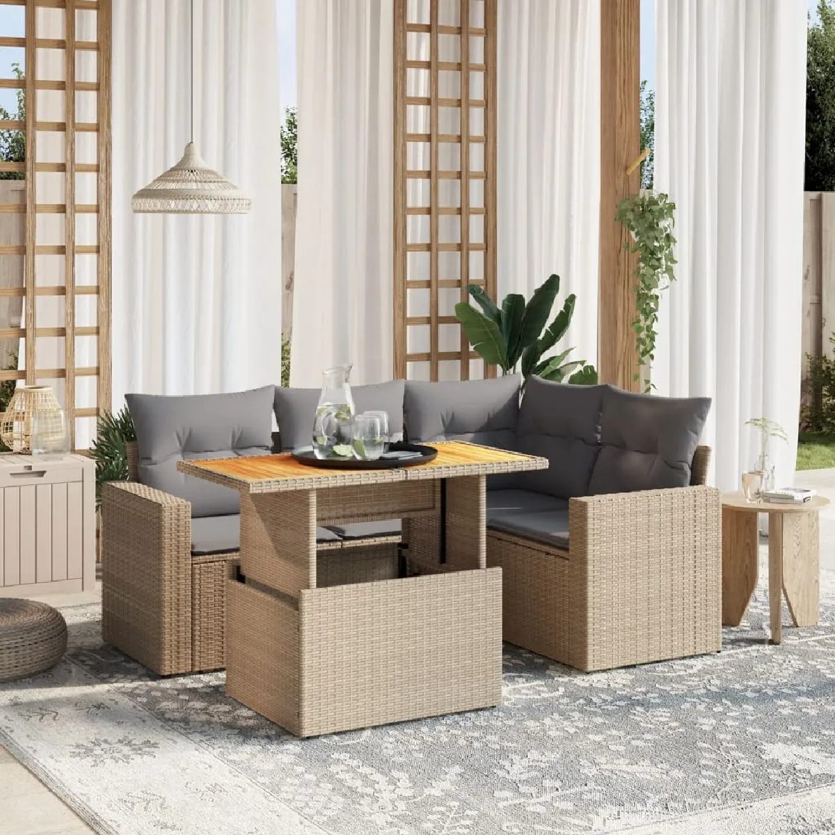 VIDAXL Salon de jardin avec coussins 5 pcs - vue 6