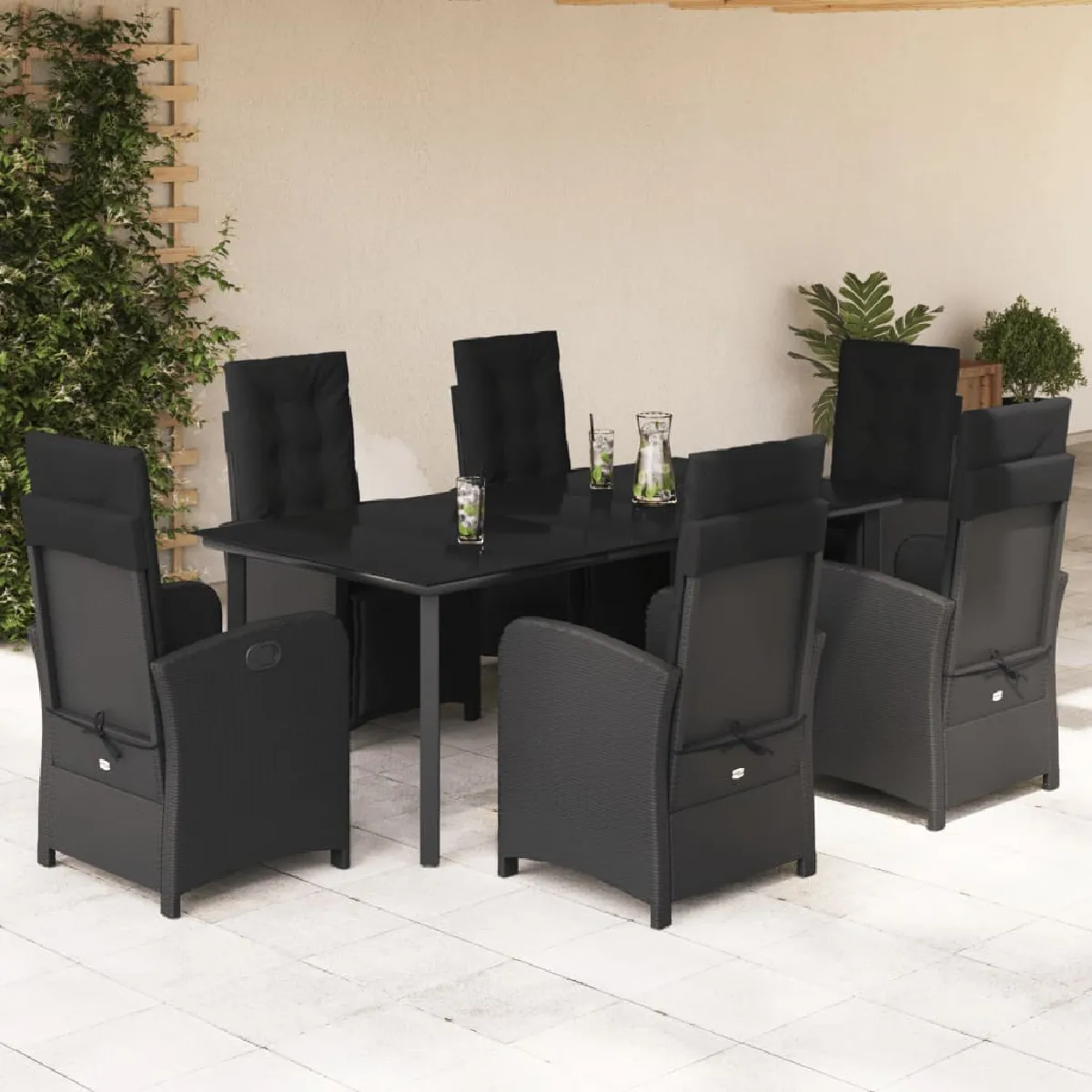 vidaXL Ensemble à manger de jardin 7 pcs résine tressée - vue 6