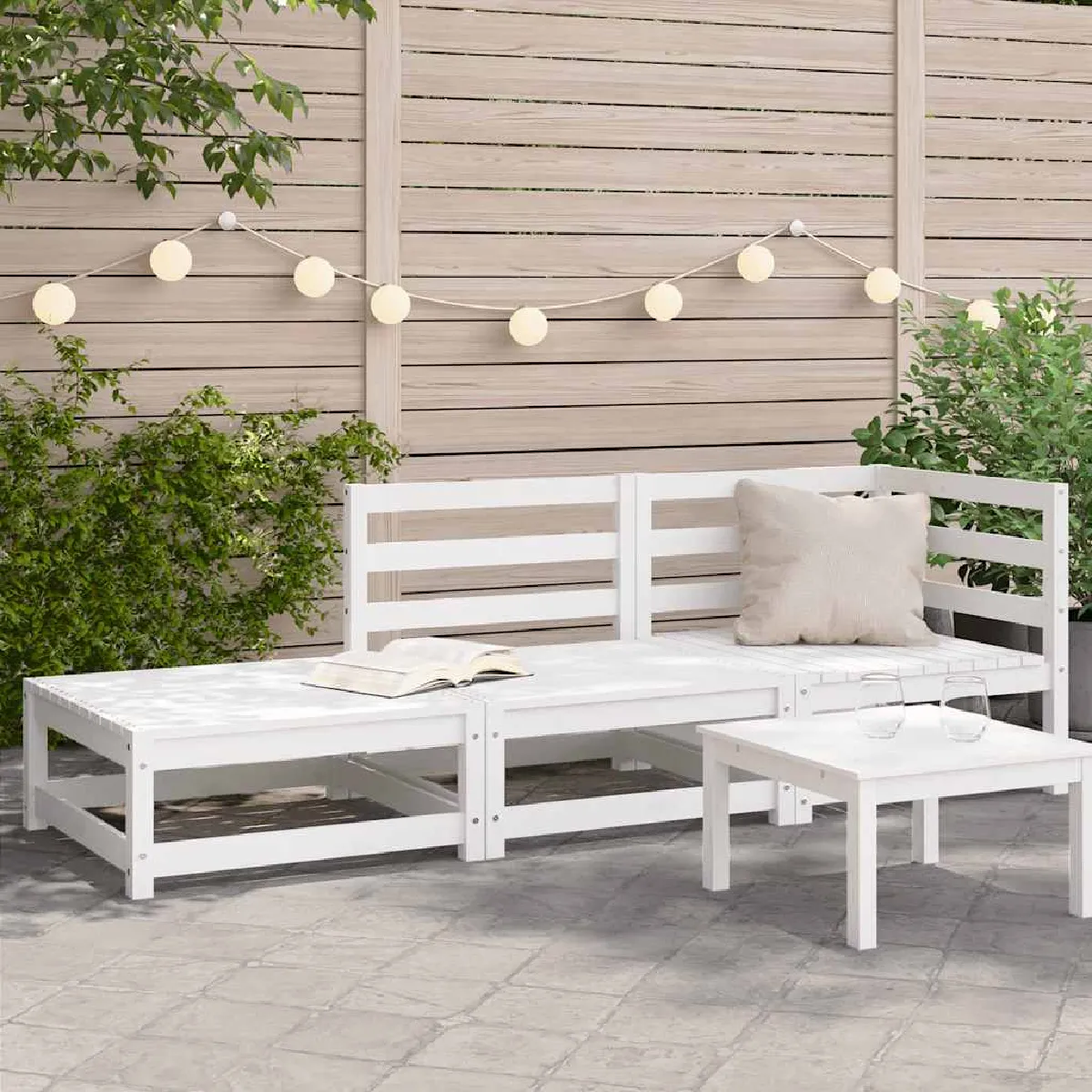 vidaXL Canapé de Jardin Repose pieds 2 Places Siège avec Dossier Meuble de Terrasse Patio Arrière cour Extérieur 837971 - vue 2