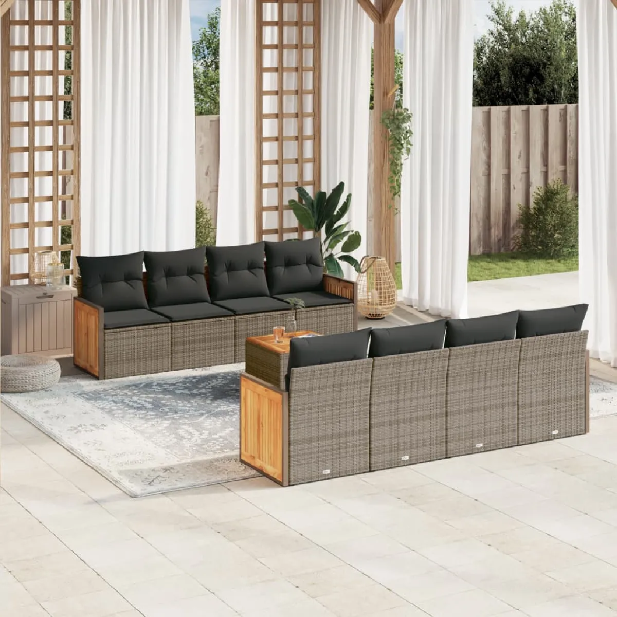 vidaXL Ensemble salon de jardin 9 pcs - vue 5