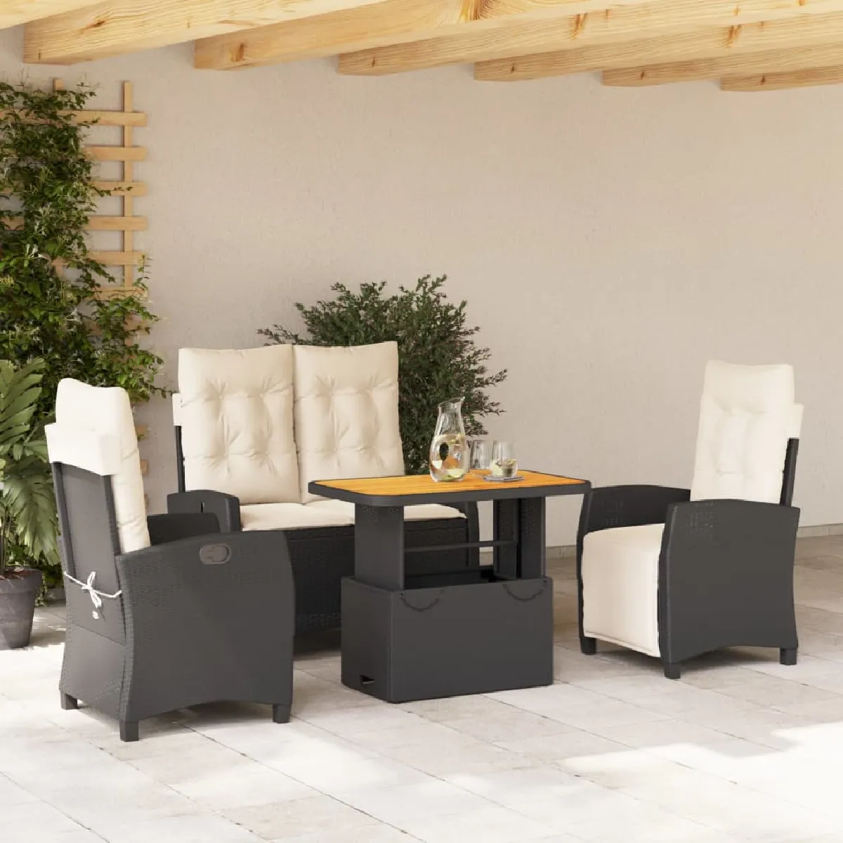 vidaXL Ensemble à manger de jardin 4 pcs Résine tressée - vue 2