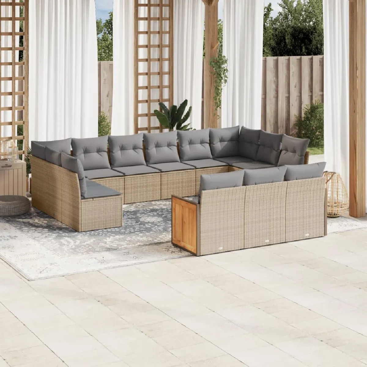 vidaXL Salon de jardin 13 pcs - Beige