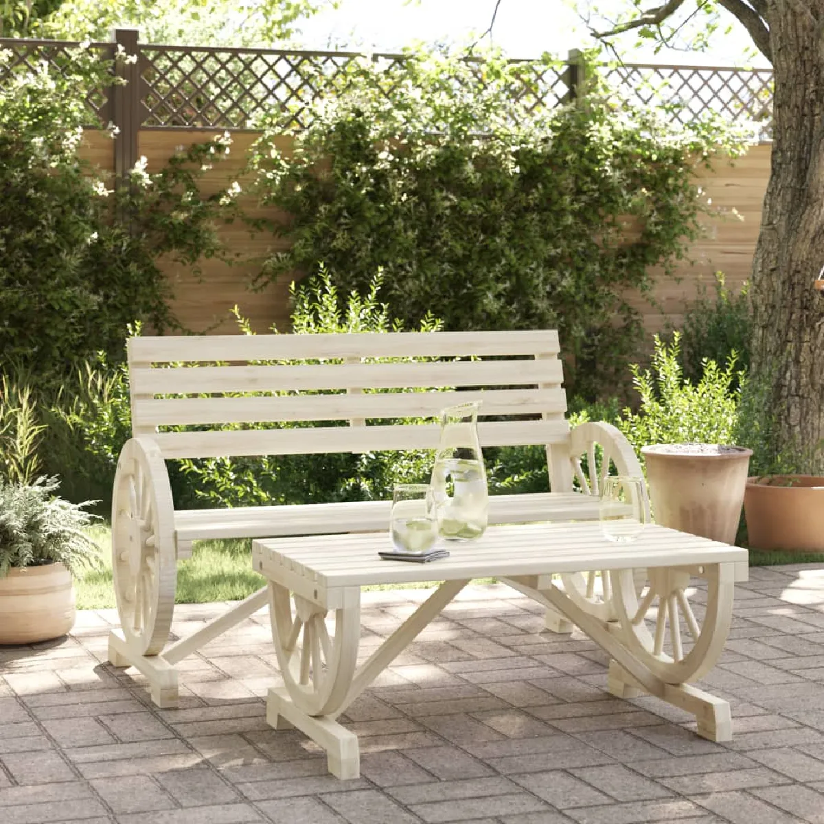 vidaXL Salon de jardin 2 pcs bois de sapin