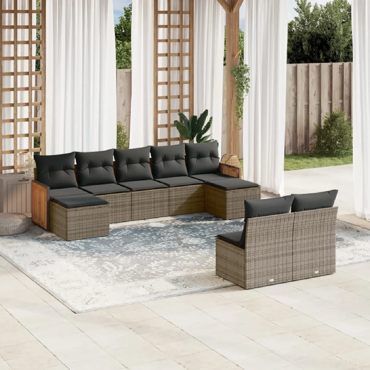 vidaXL Ensemble de canapés de jardin 9 pièces