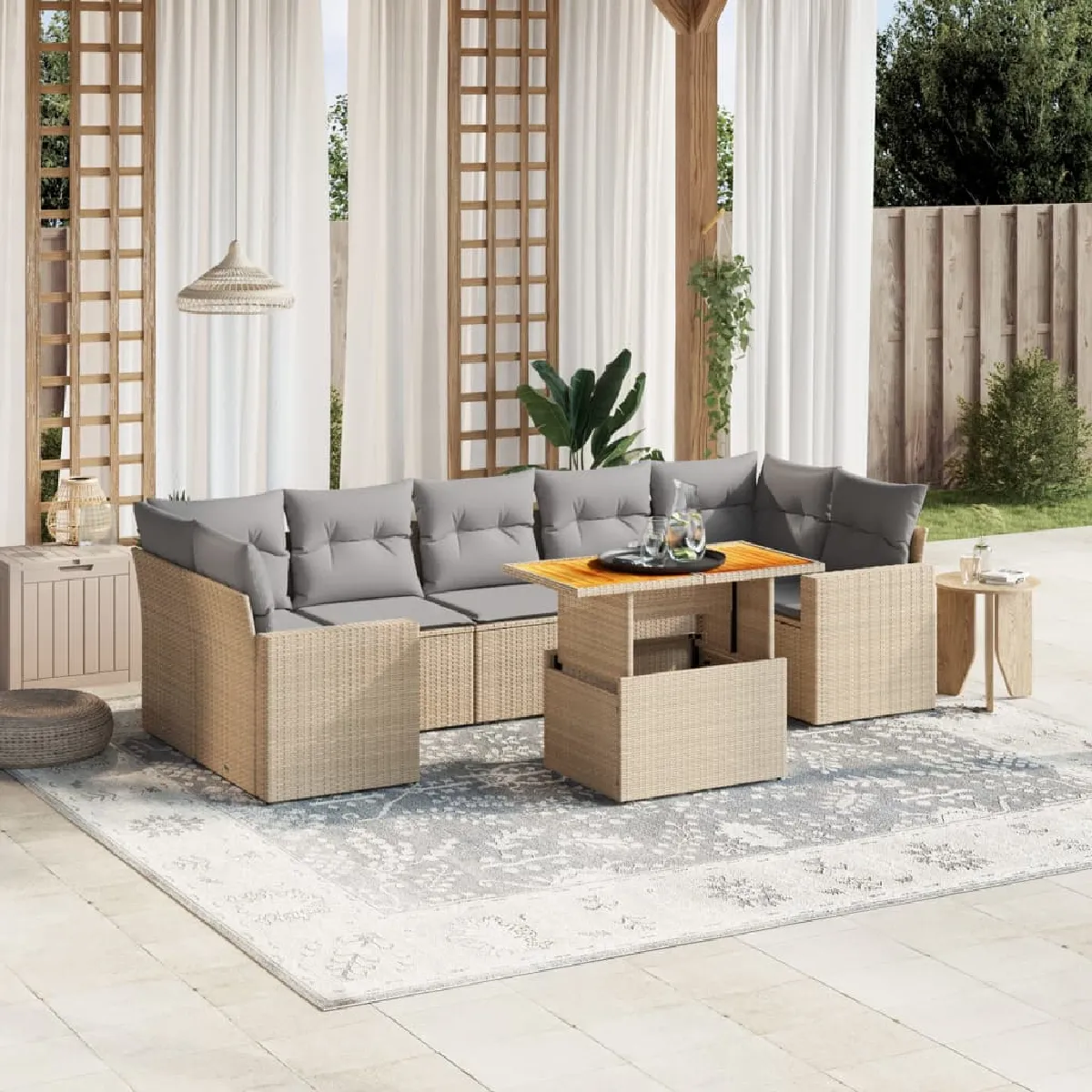 vidaXL Salon de jardin avec coussins 8 pcs résine tressée - vue 8