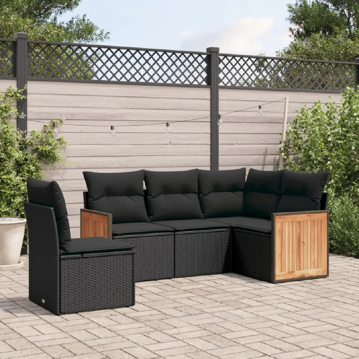 Salon jardin 5 pcs résine tressée vidaXL - vue 2