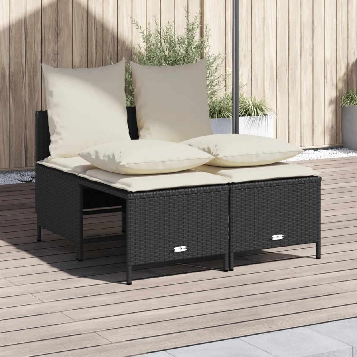 vidaXL Salon de jardin 4 pcs - Noir - Résine tressée