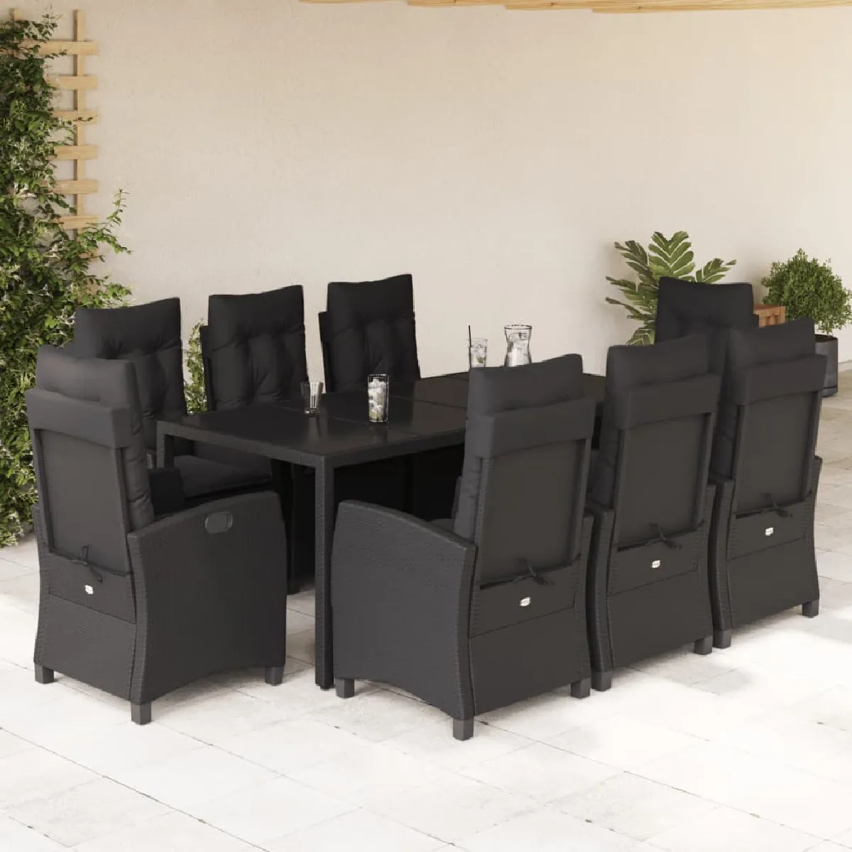 vidaXL Ensemble à Manger Jardin 9 pcs Résine Tressée