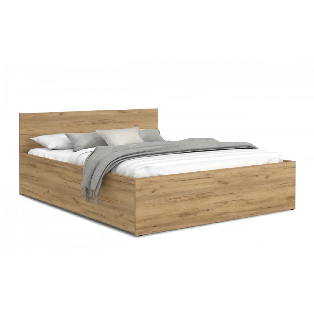 Lit coffre 160 x 200 cm Panama - Coffre de 890 Litres - Sommier inclus - Chêne