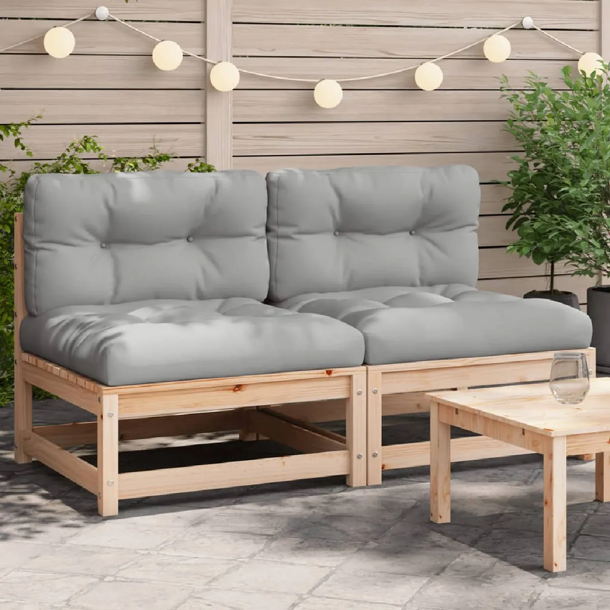 Canapé de Jardin Sans Accoudoirs Bois de Pin - vue 2