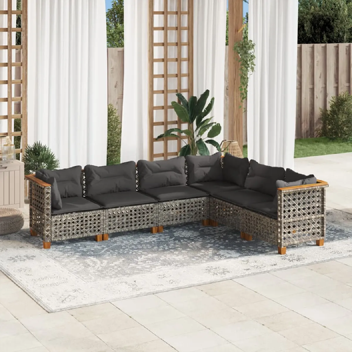 Salon de jardin VIDAXL - 6 pcs - Gris
