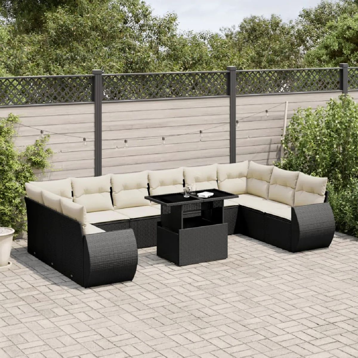 Vidaxl Noir Salon De Jardin 11 Pcs