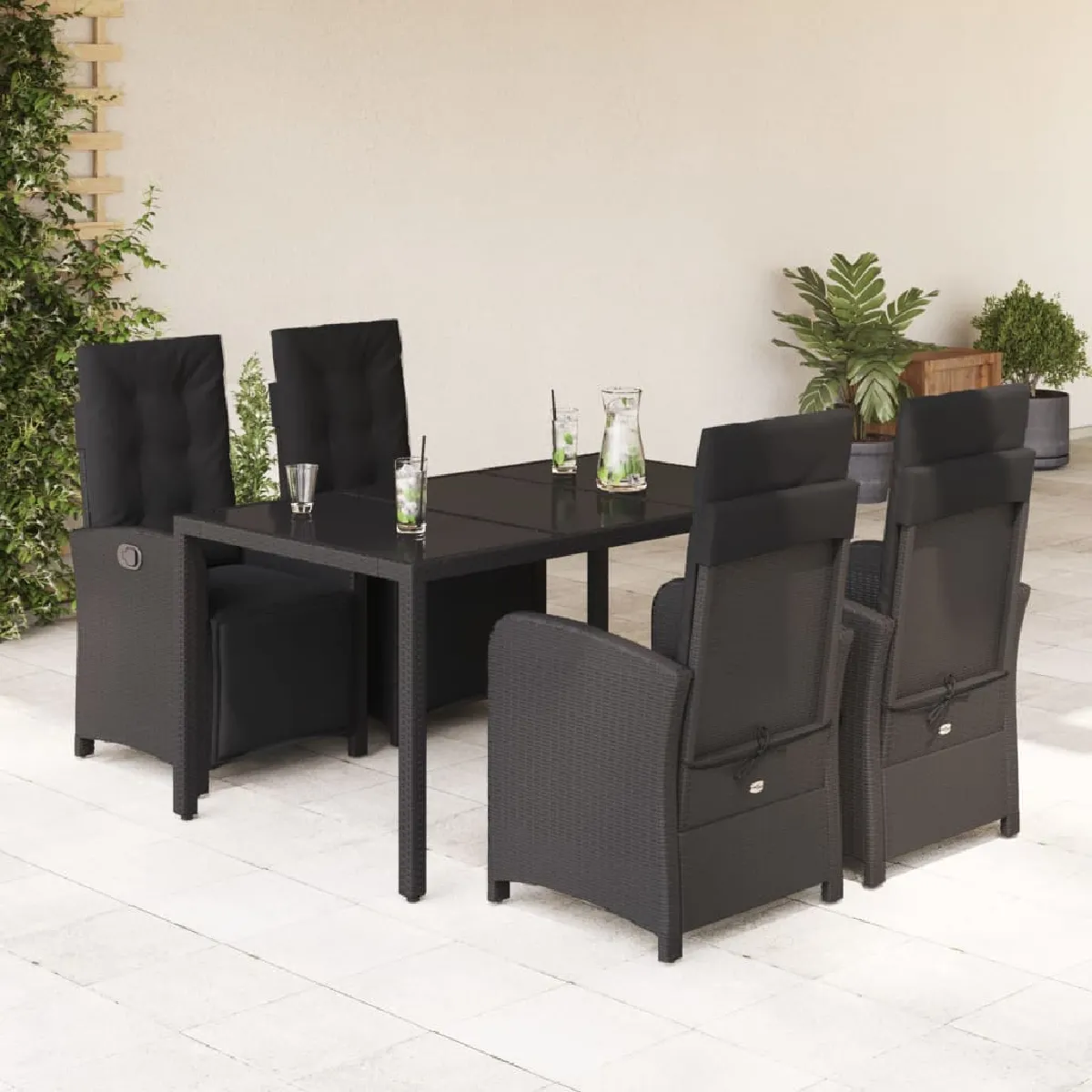 vidaXL Ensemble à manger de jardin - Noir