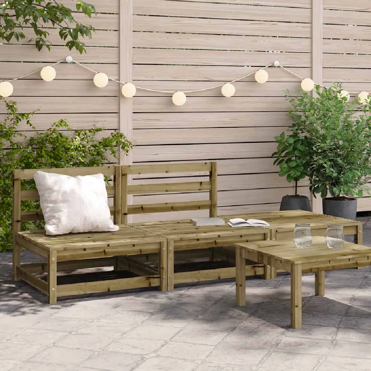 Non Communiqué Marron Vidaxl Canapé De Jardin Sans Accoudoirs Repose-Pieds, Siège Avec Dossier, Meuble De Terrasse Patio Arrière-Cour Extérieur, 837969 - Image 3