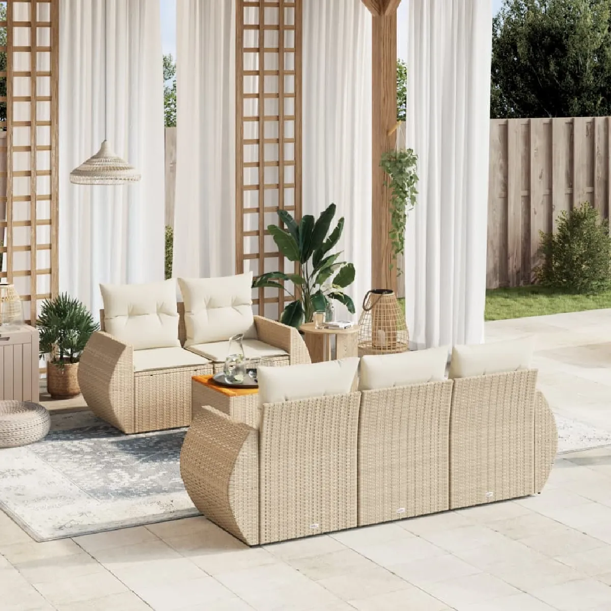 vidaXL Salon de jardin 6 pcs avec rangement