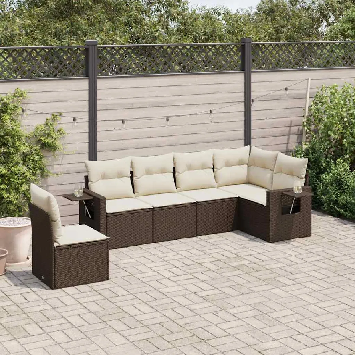Salon de jardin 6 pcs résine tressée - vue 5