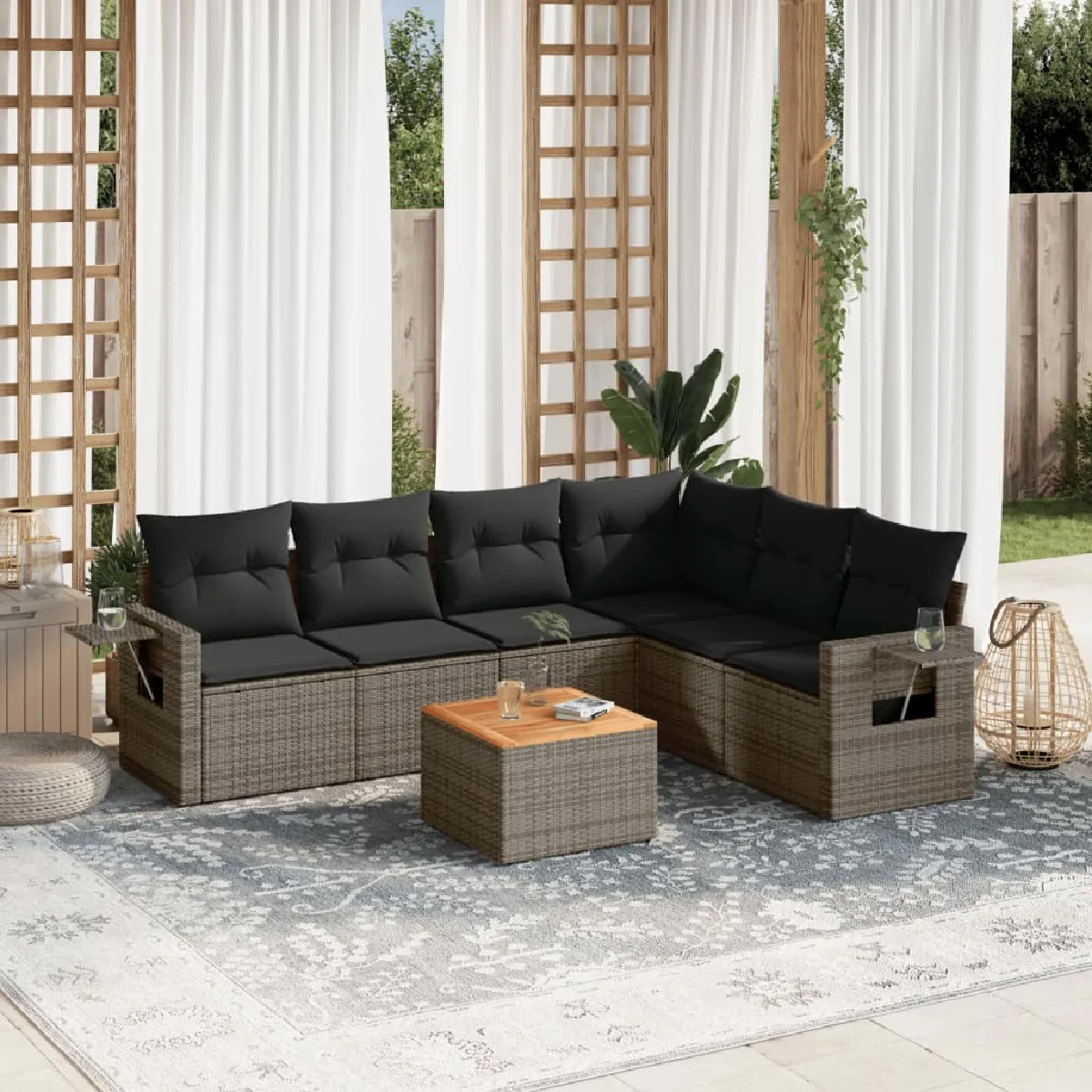 vidaXL Salon de jardin 7 pcs et Acacia - vue 2