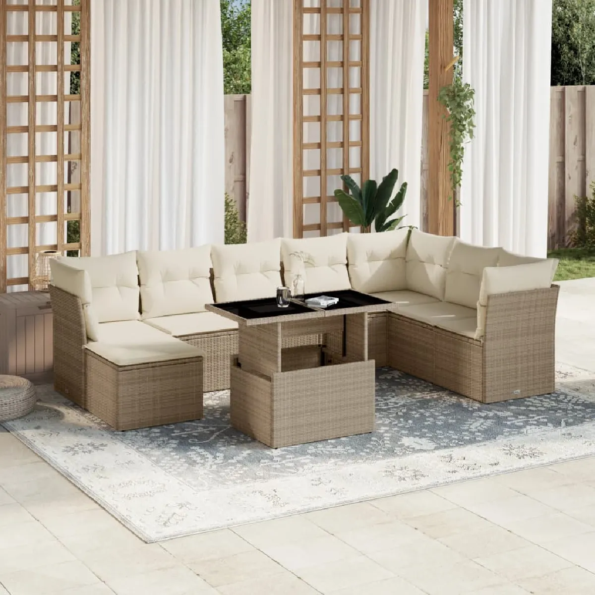 Salon de jardin avec coussins - vue 8