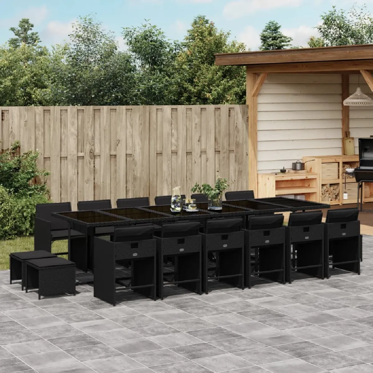 Vidaxl Ensemble à manger de jardin Résine tressée 17 pièces - vue 2