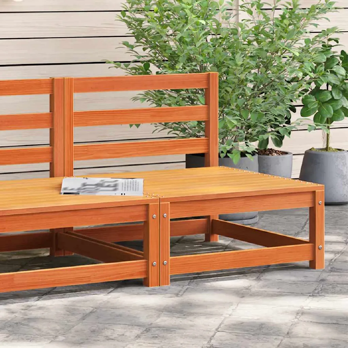 vidaXL Canapé de Jardin sans Accoudoirs Siège avec Dossier Meuble de Terrasse Patio Arrière cour Extérieur Cire 837918 - vue 2