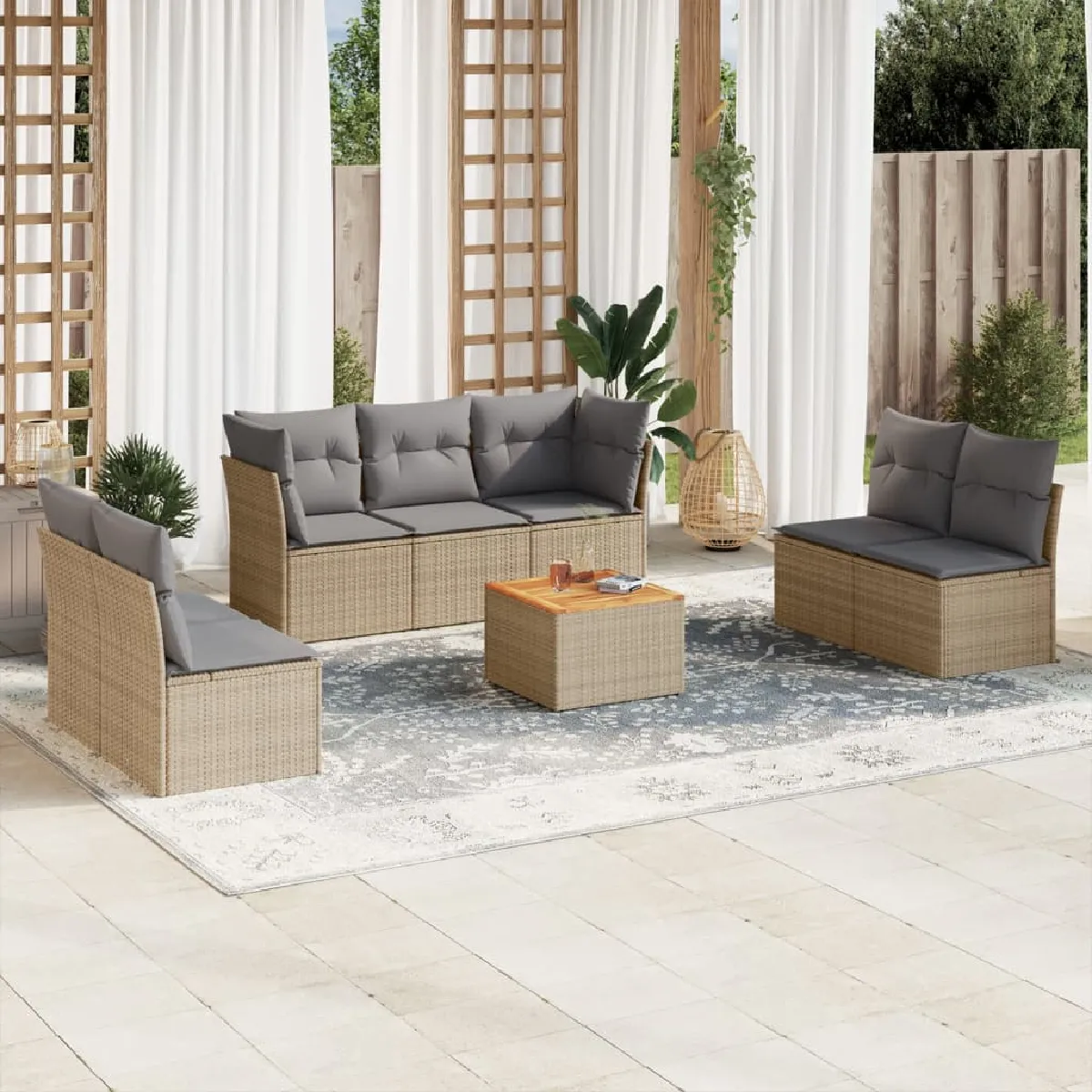 VidaXL Salon de jardin résine tressée 8 pcs - Beige