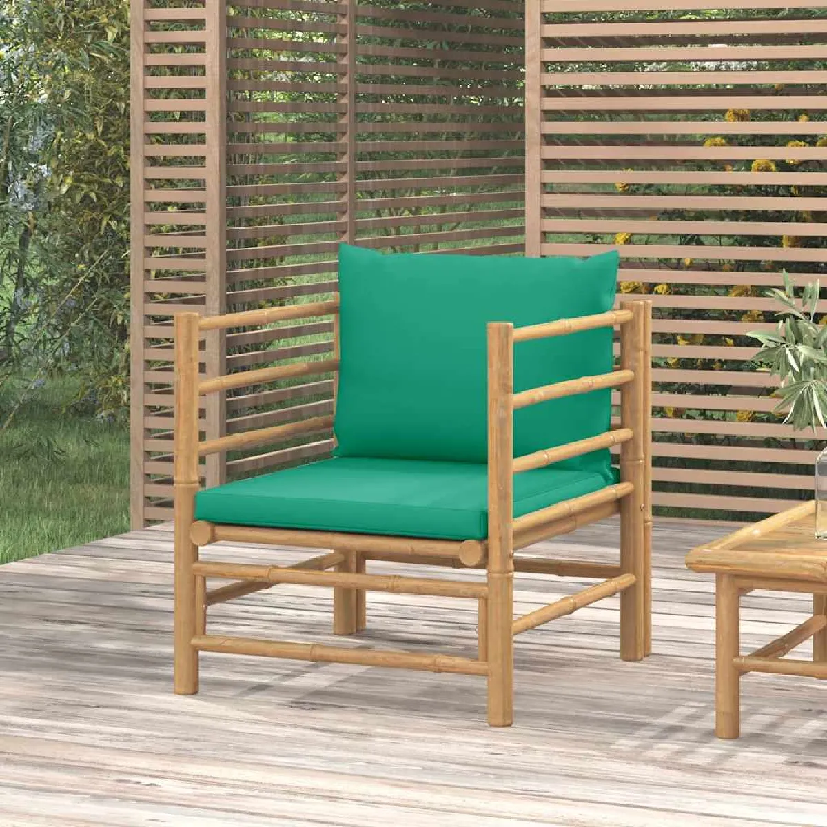 vidaXL Canapé de Jardin 2 Places avec Table et Tabourets Fauteuils avec Coussins Mobilier dExtérieur Patio Moderne 368421 - vue 7