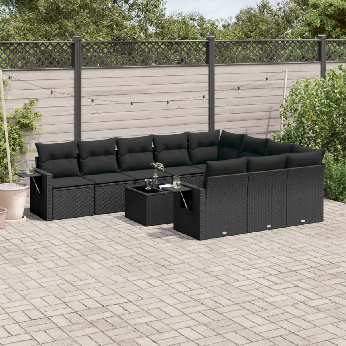 vidaXL 11 pcs Salon de Jardin Résine Tressée