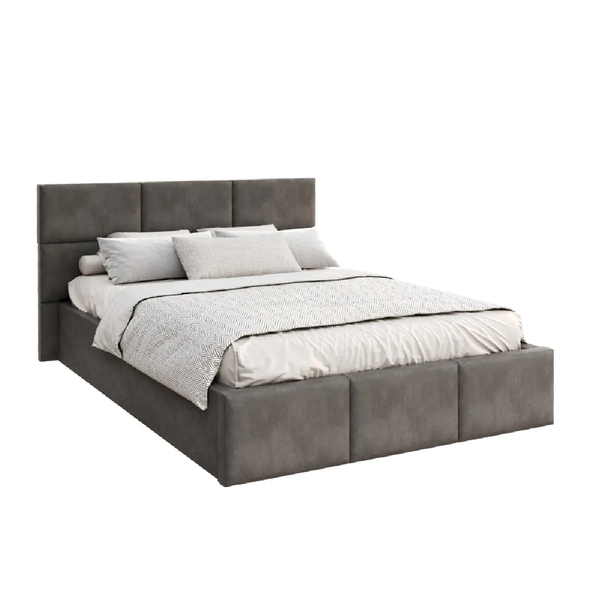 Lit Coffre Denver 140x190 - Sommier inclus Gris foncé