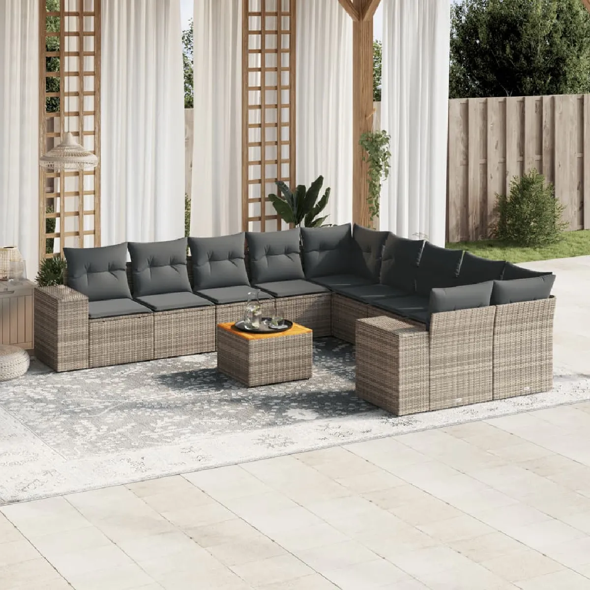 VIDAXL  Salon de jardin 11 pcs - Gris