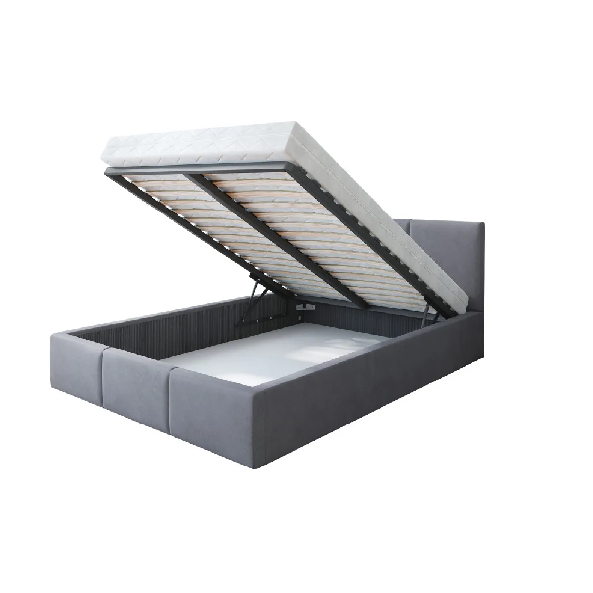 Lit coffre Tesia 140x190 - Sommier inclus Gris foncé