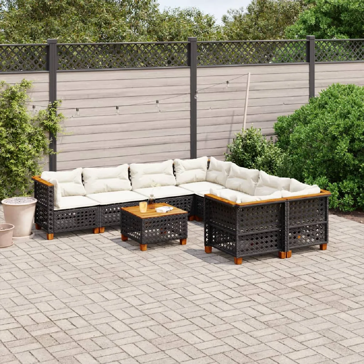 vidaXL Salon de jardin 9pcs Résine Tressée