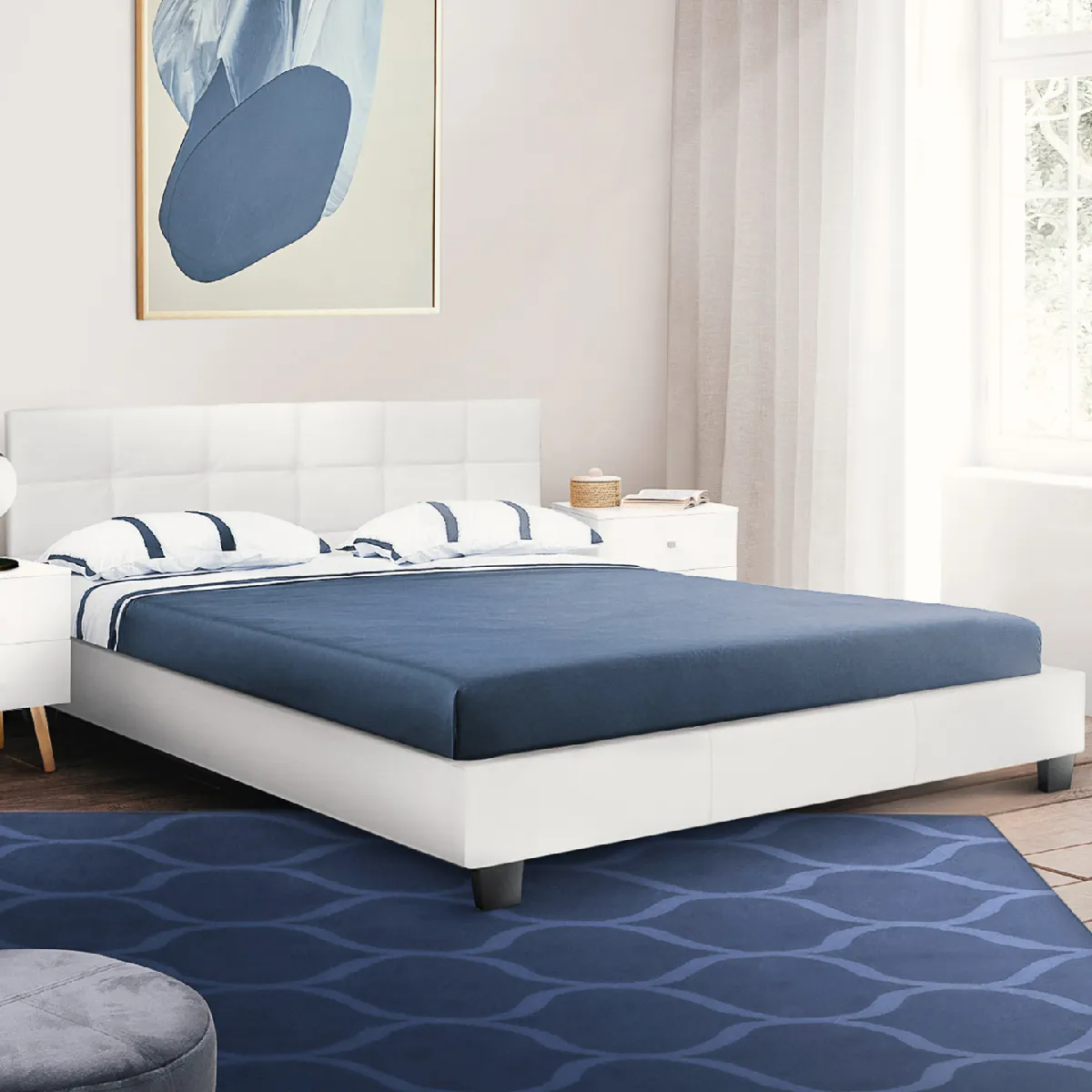 MARKET Lit CHARLOTTE 140x190 PVC Blanc