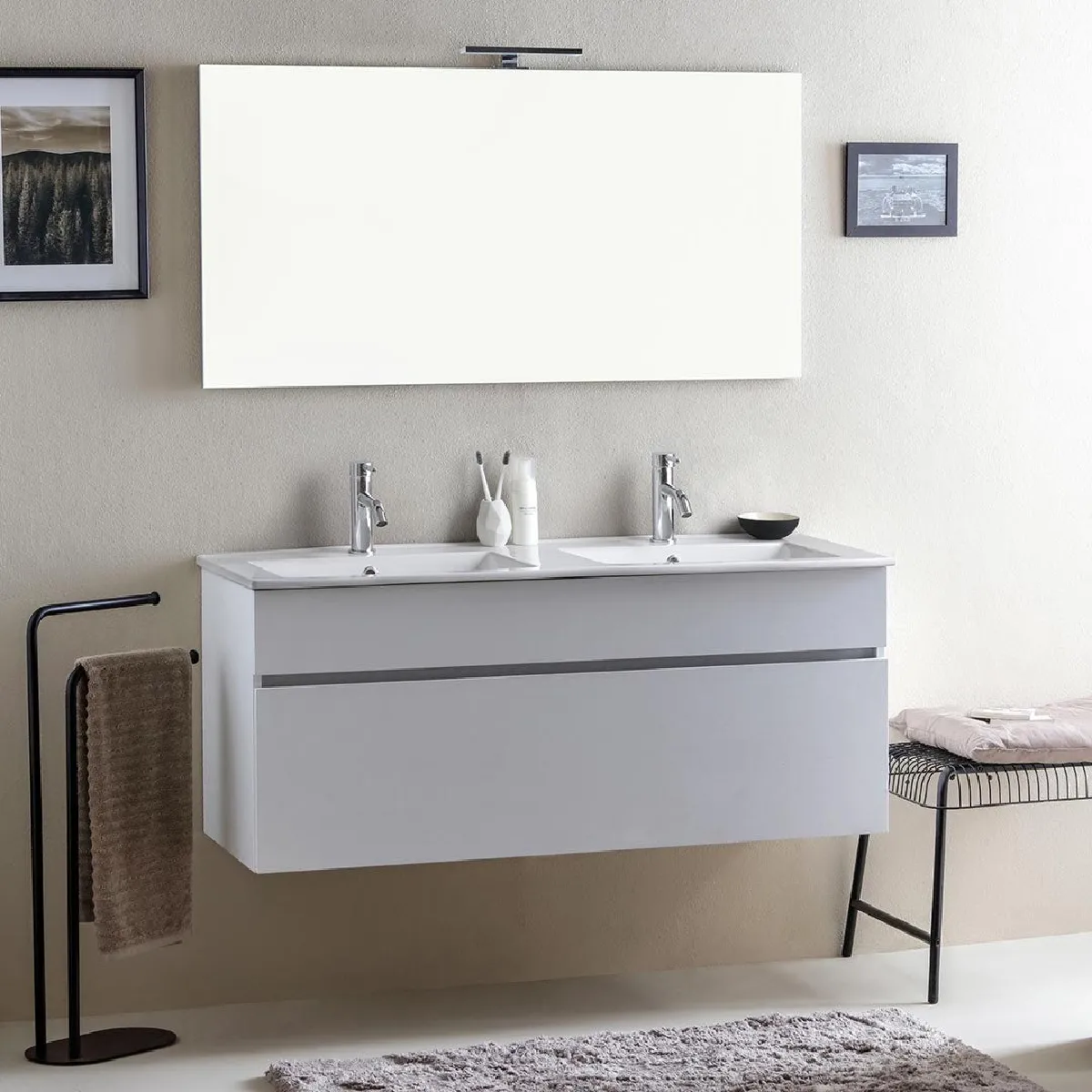 Kiamami valentina Ensemble meuble de salle de bain - Blanc
