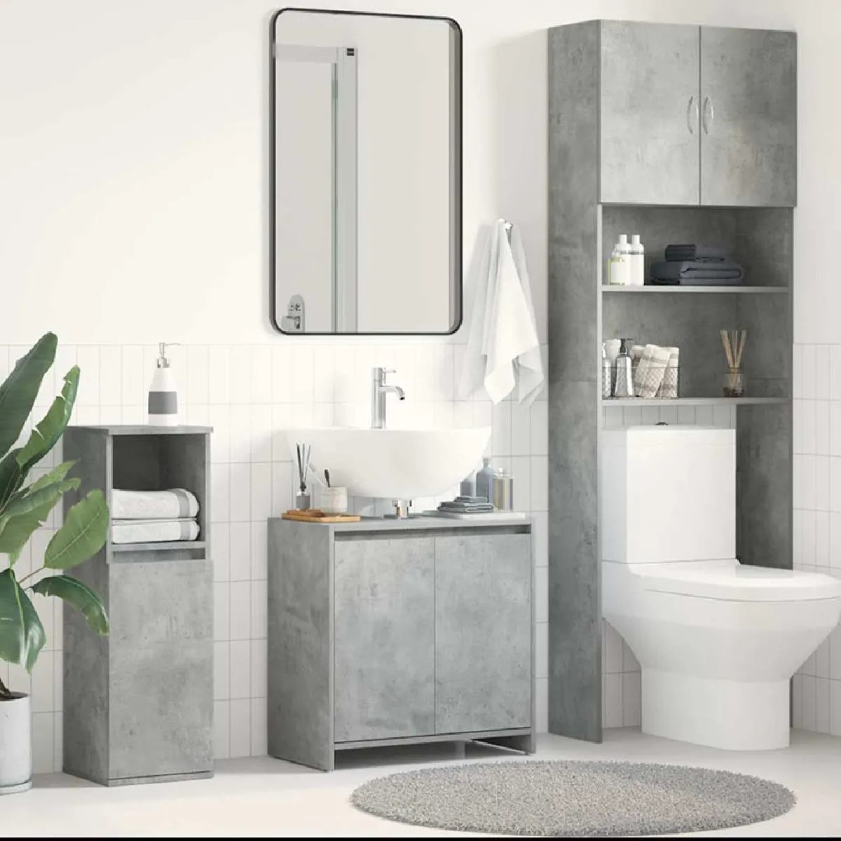 vidaXL Armoire Salle de Bain Béton - vue 2