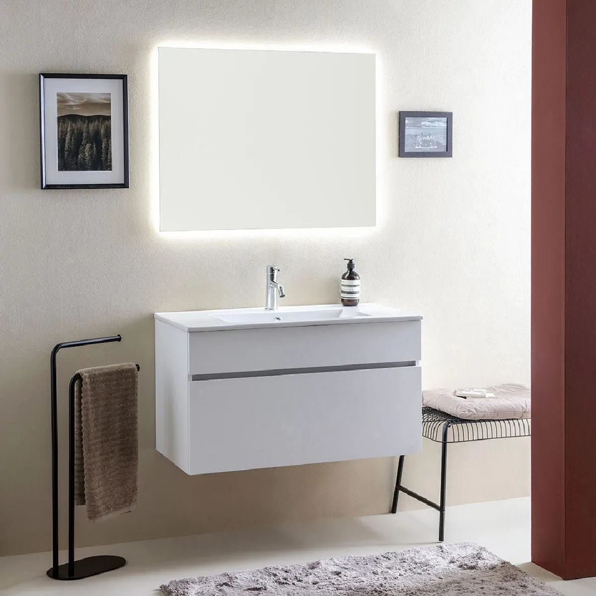 Kiamami valentina Meuble salle de bain suspendu - Blanc