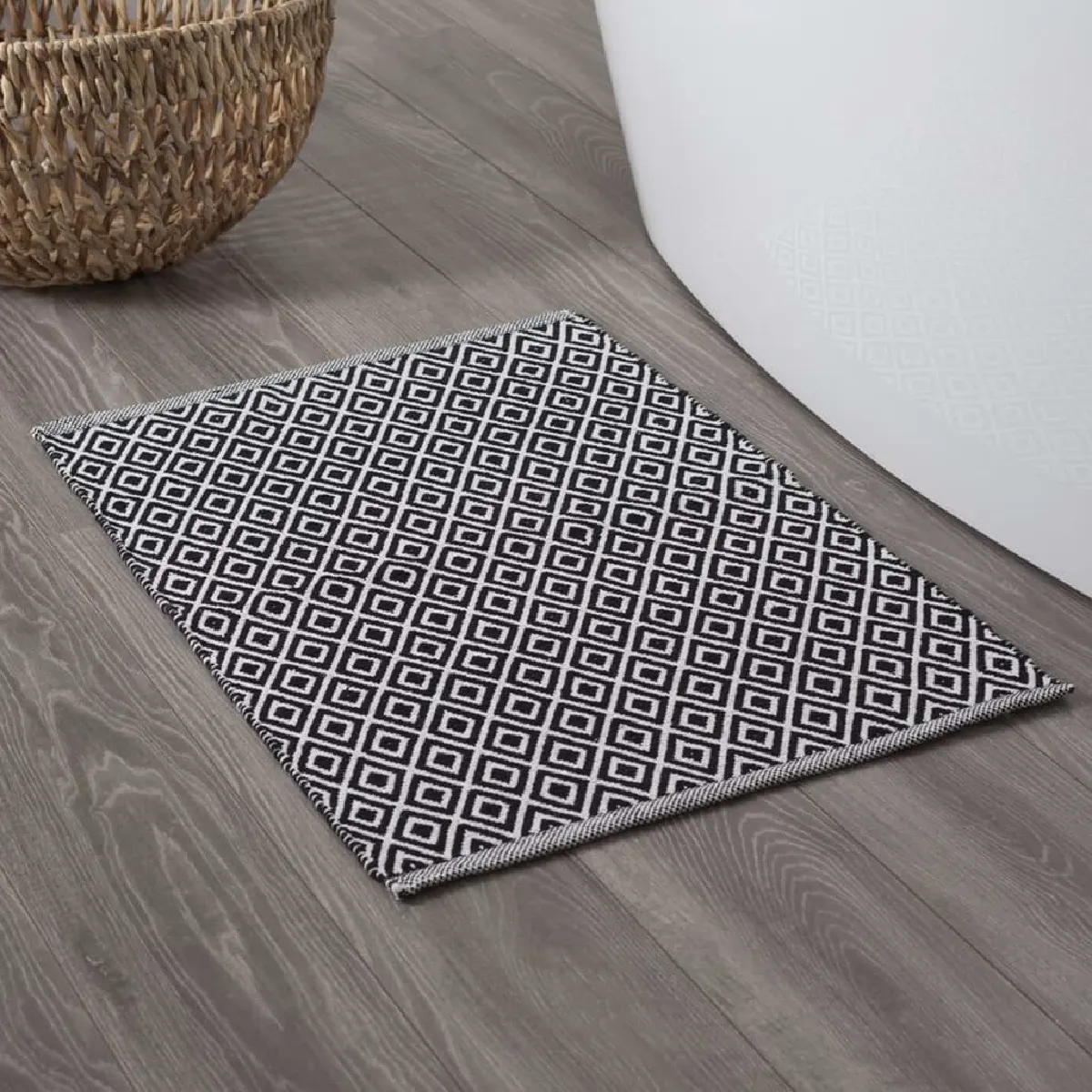 Tapis de bain Trellis Coton 60x90 cm Noir et blanc Sealskin n/a
