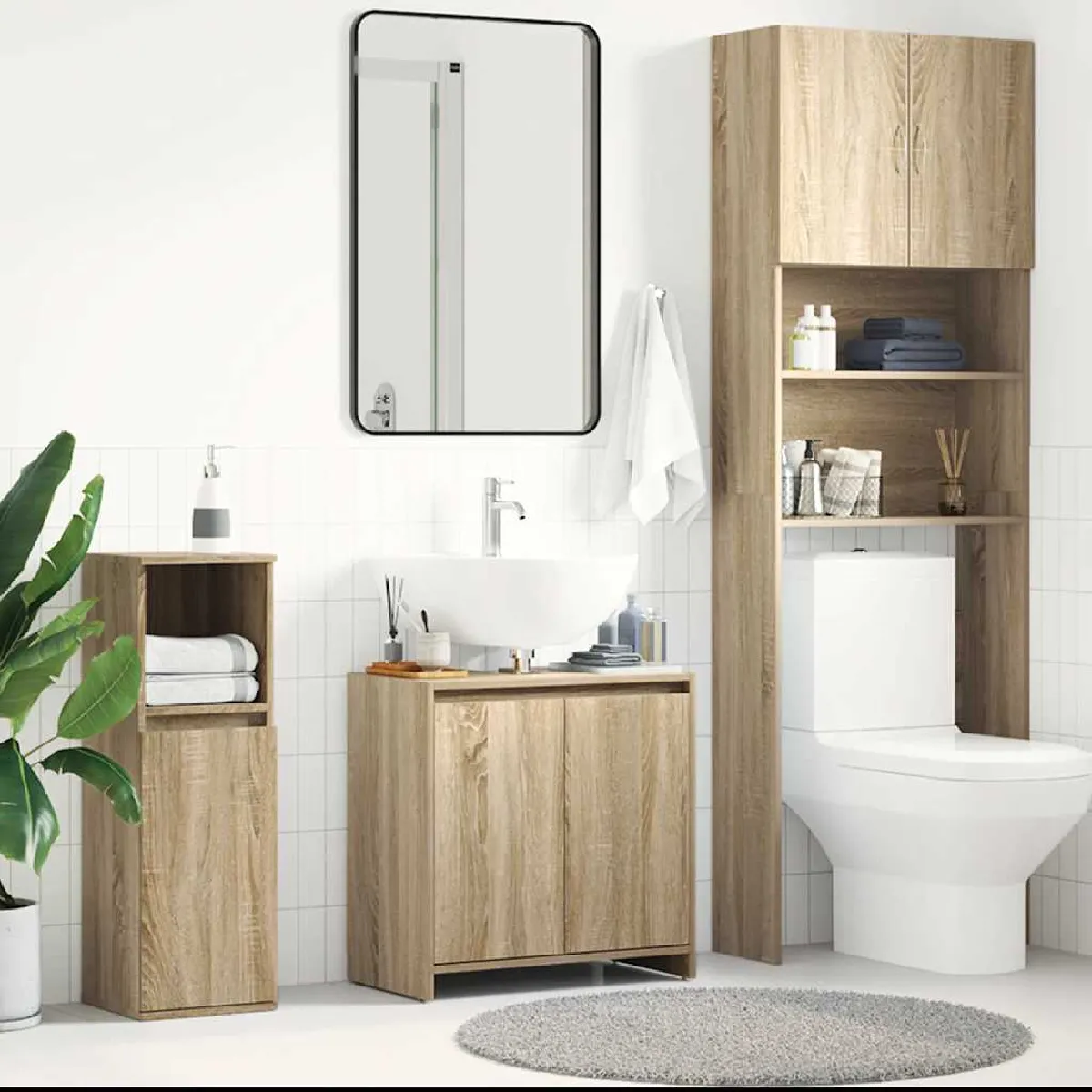 vidaXL Armoire salle de bain Chêne sonoma - vue 2