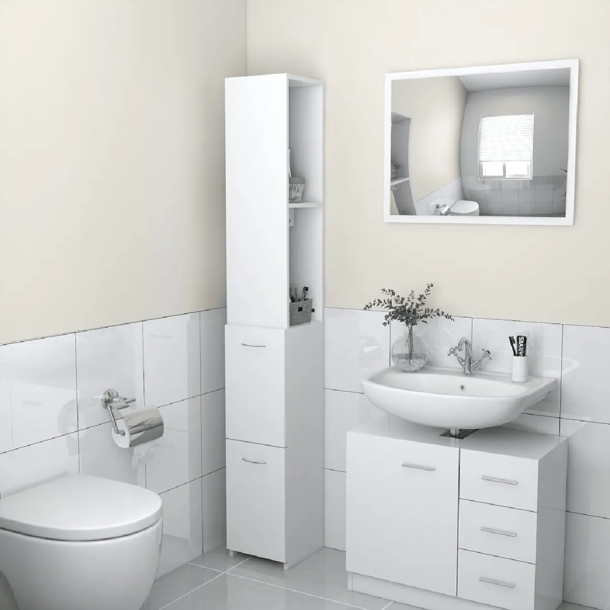 vidaXL Armoire salle de bain 170 cm Blanc