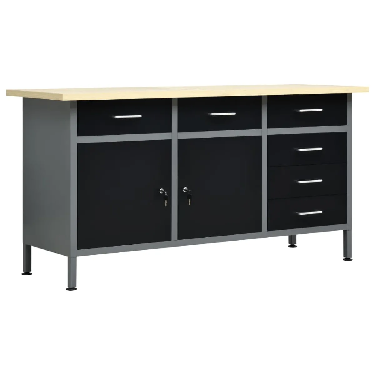 Vidaxl Noir Etabli 160X60x85 Cm Acier - Image 3