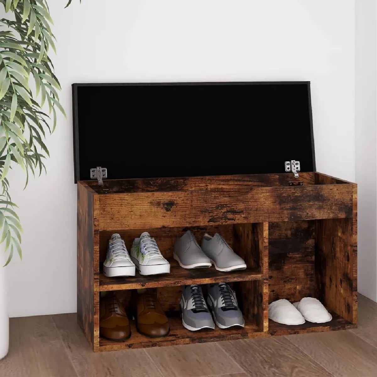 Vidaxl Banc À Chaussures Chêne Fumé