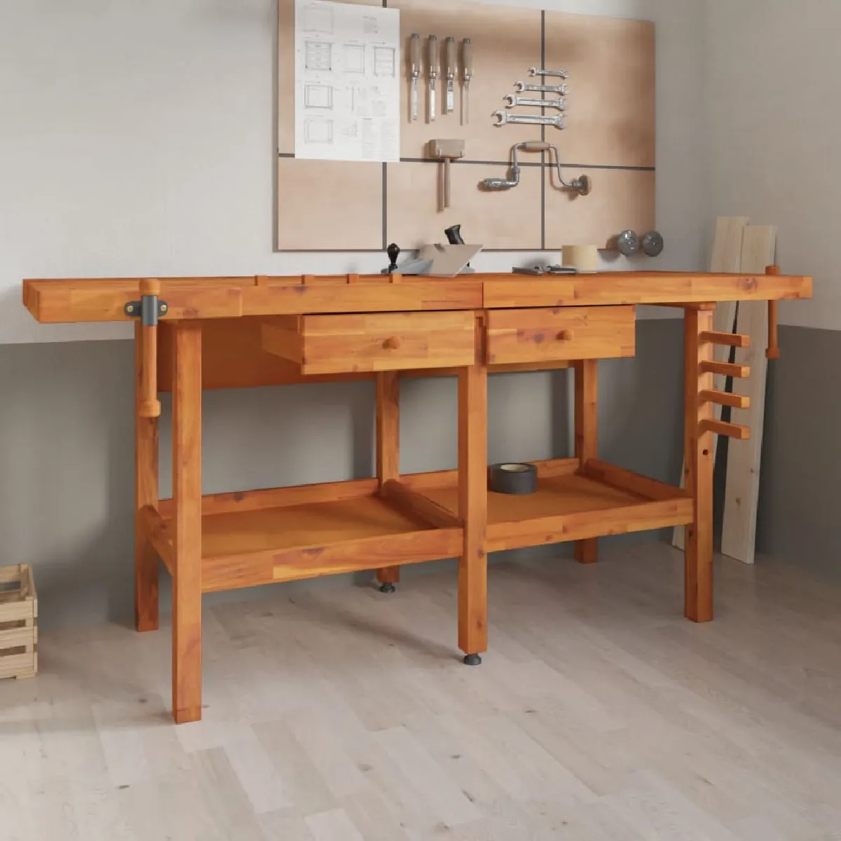 vidaXL Établi 192x62x83 cm Bois massif d'acacia