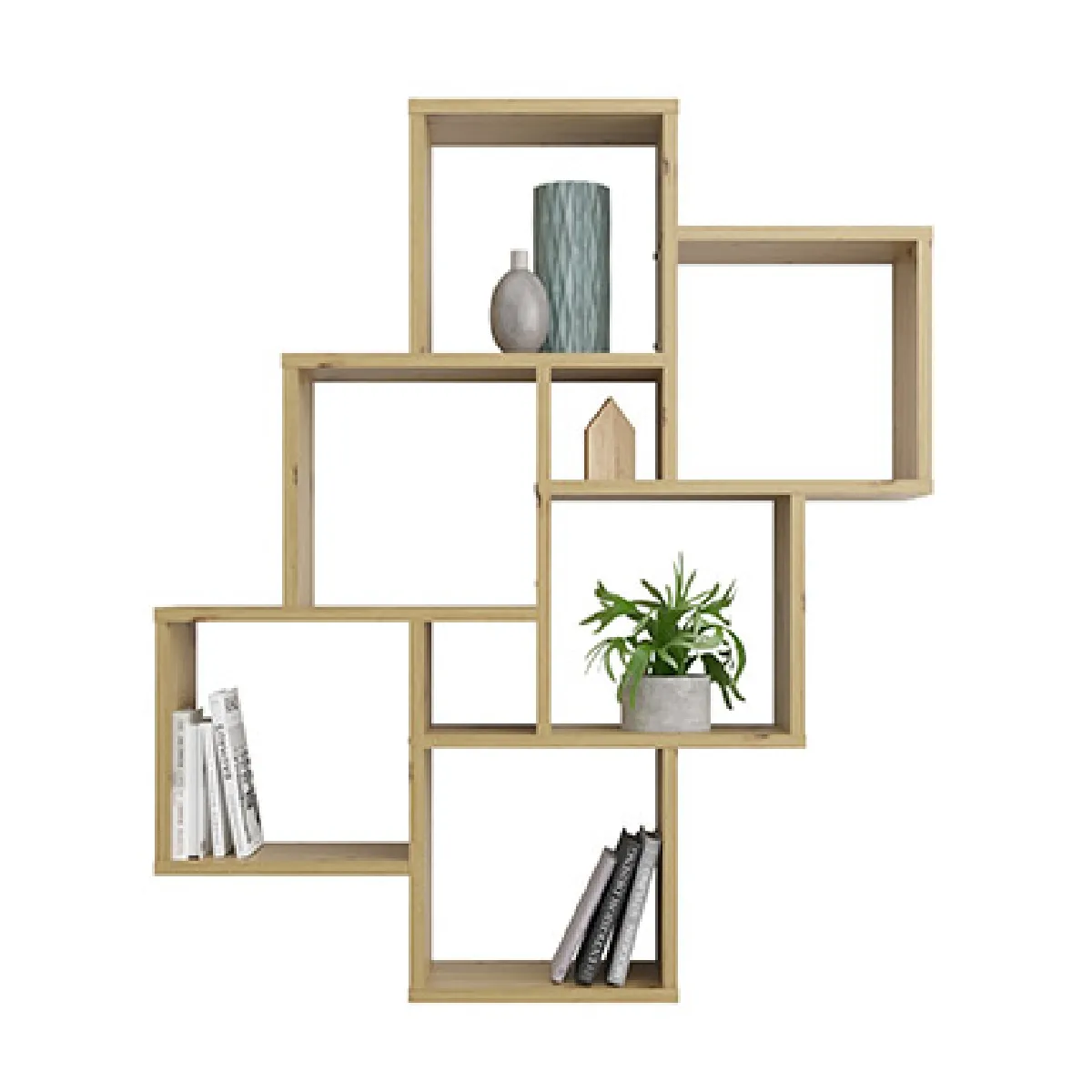 MES Etag&egrave;re Design Ch&ecirc;ne - 81x15x94 cm