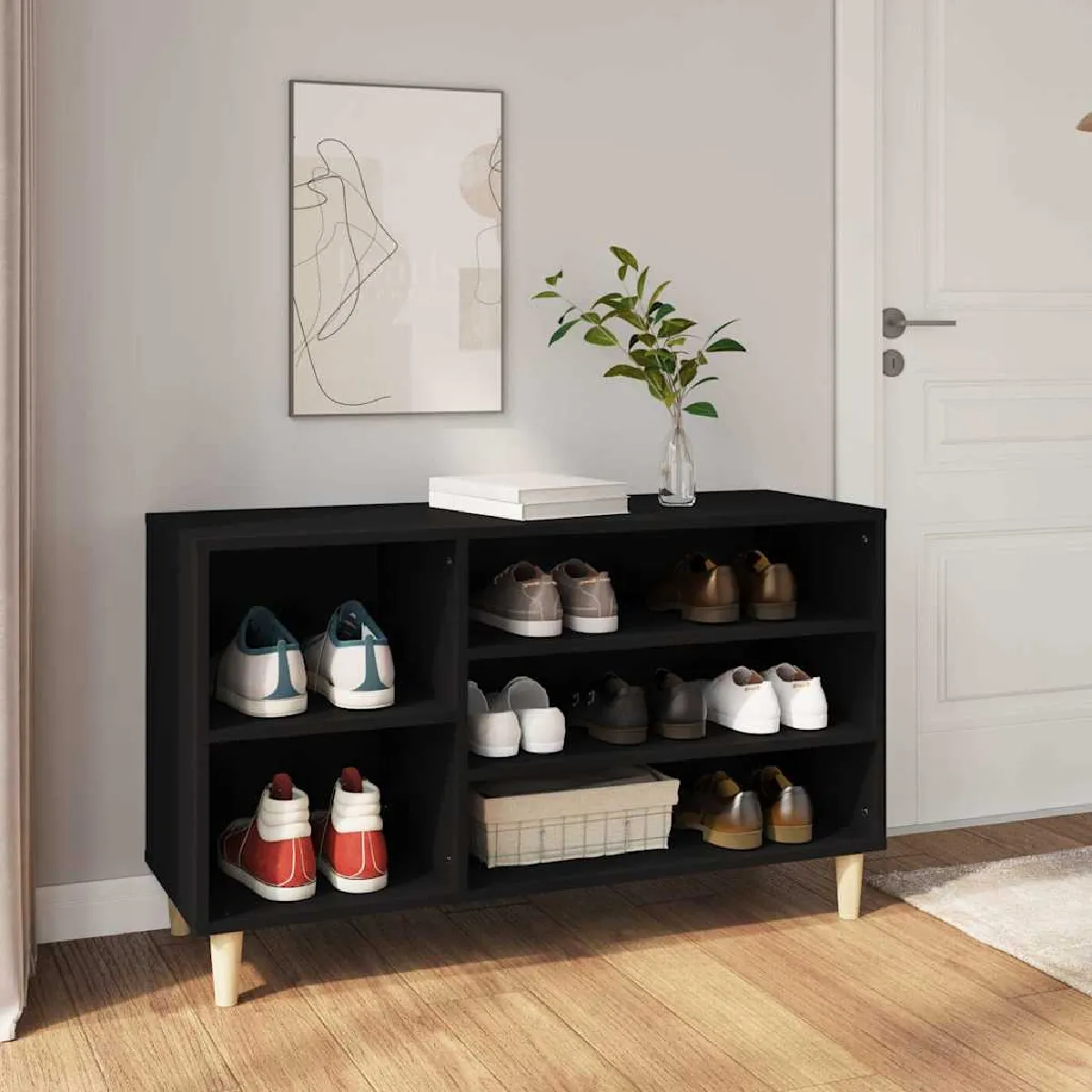 Vidaxl Noir Armoire À Chaussures