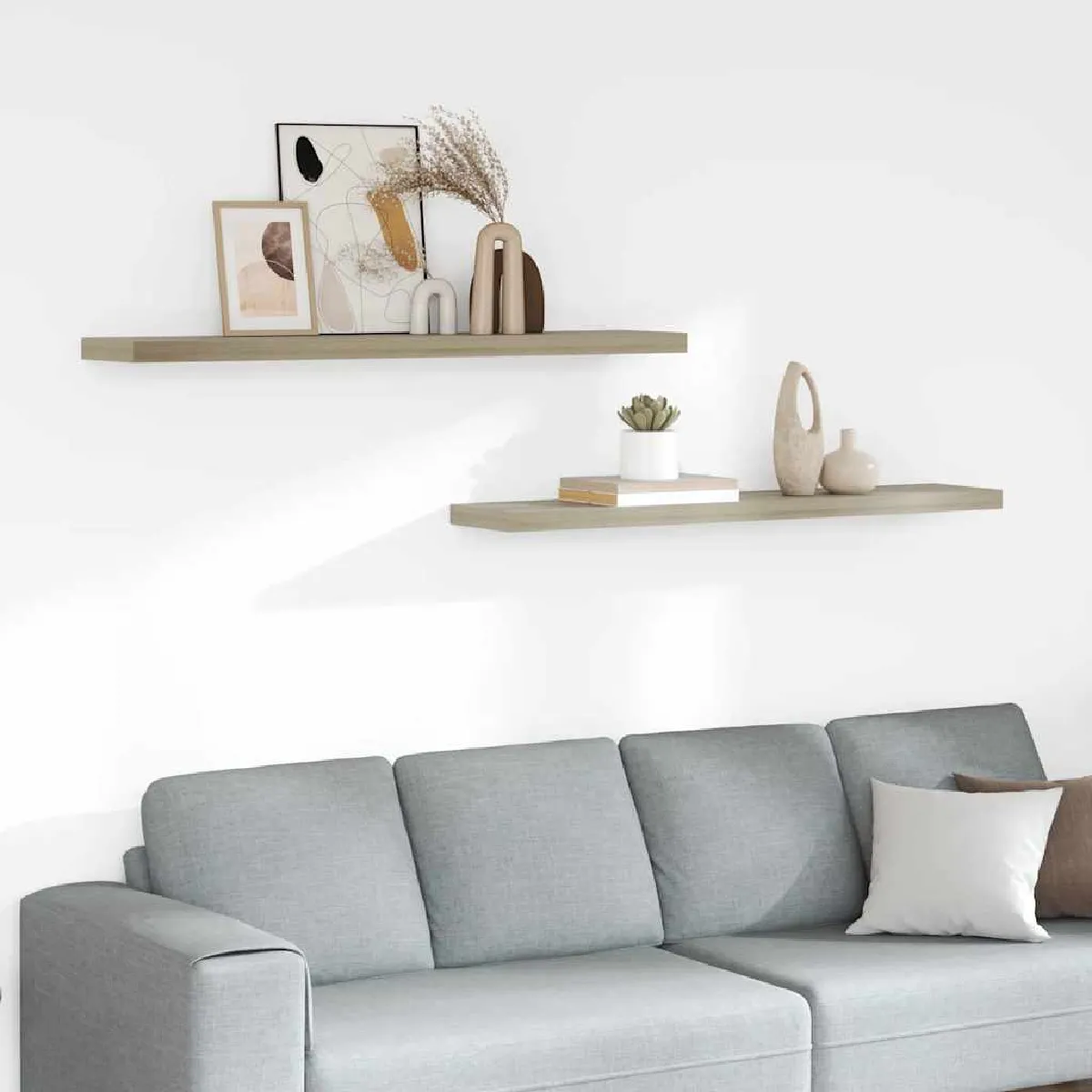 vidaXL Étagères Flottantes Chêne - vue 2