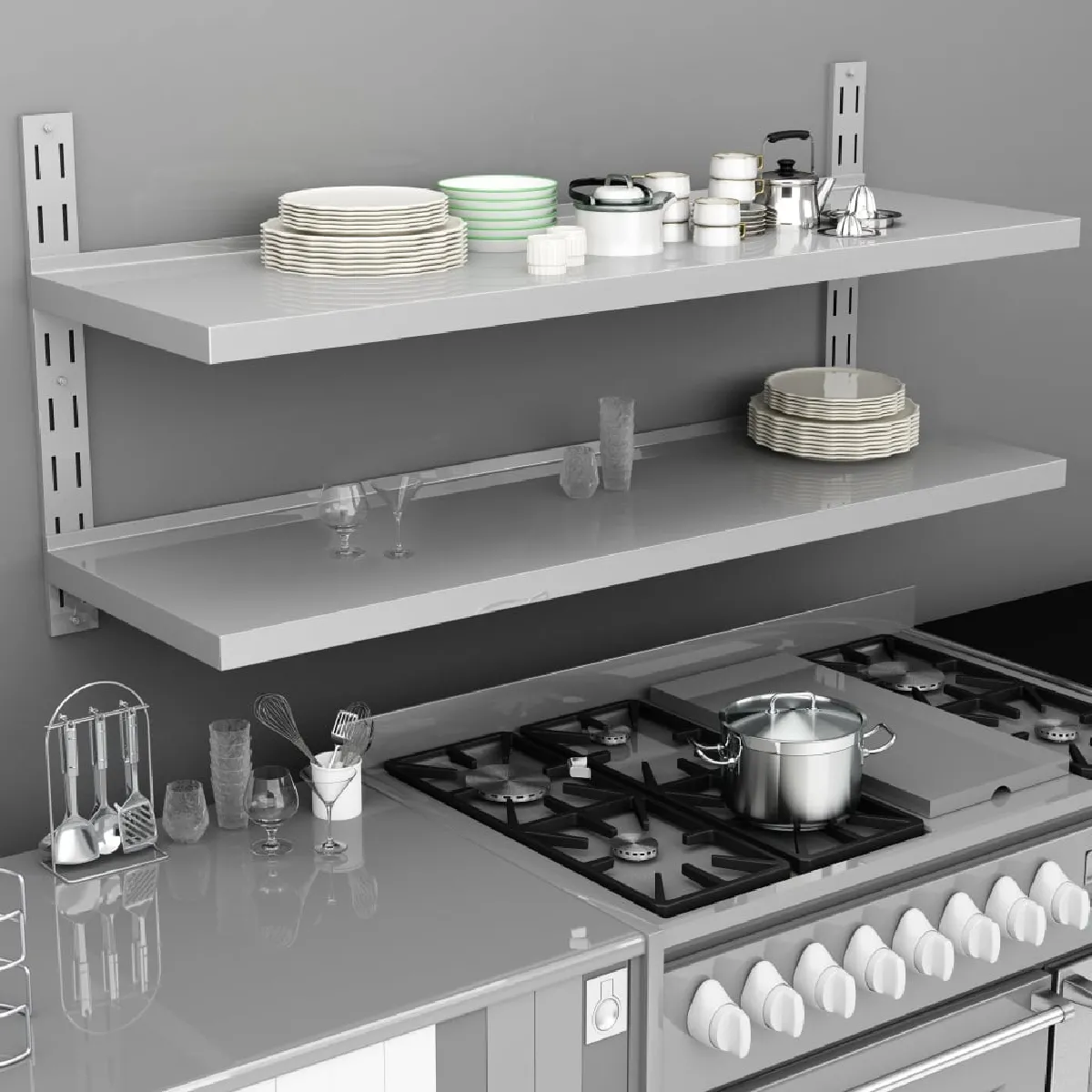 vidaXL Étagère murale acier inoxydable