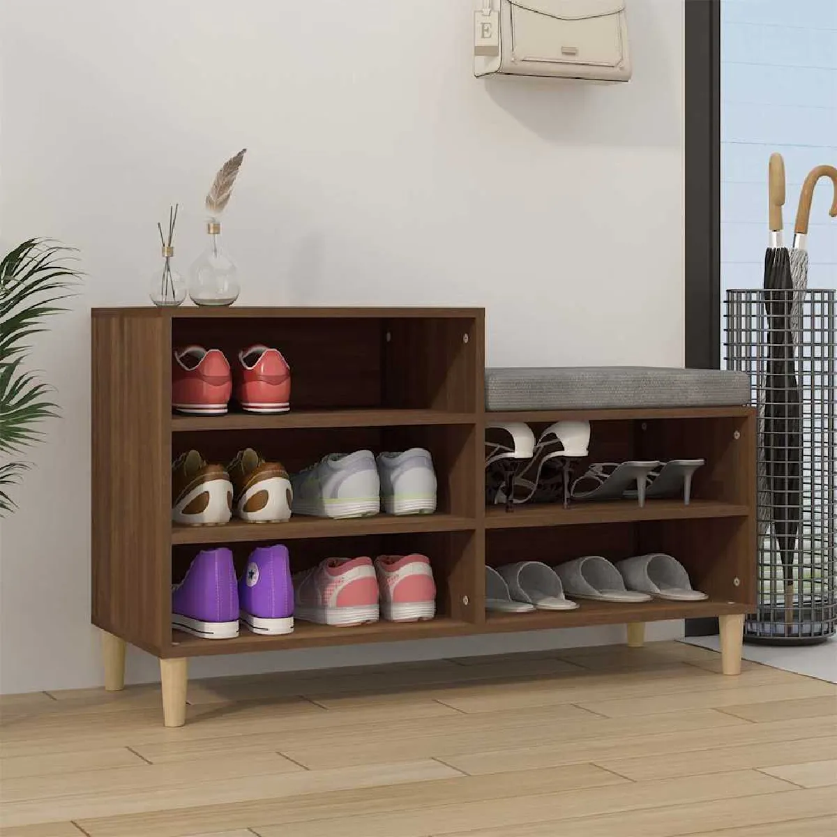 Vidaxl Marron Armoire À Chaussures - Chêne