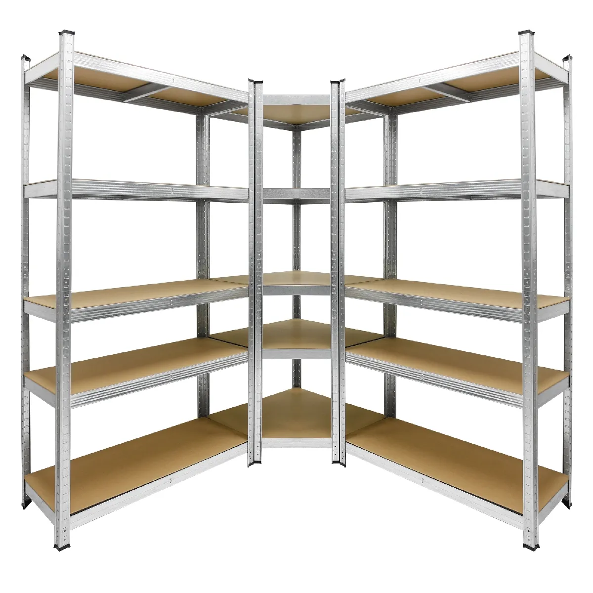 Ecd germany Étagère d'angle métal MDF - Argent