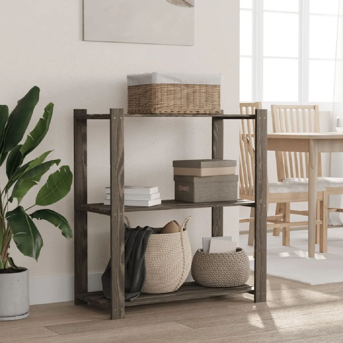 vidaXL Support de rangement 3 niveaux 80x38x90 cm - Gris